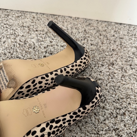 ANN TAYLOR, black & tan animal print booties, size 8. - Picture 4 of 5